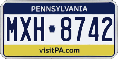 PA license plate MXH8742