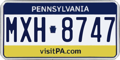 PA license plate MXH8747