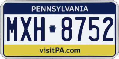 PA license plate MXH8752