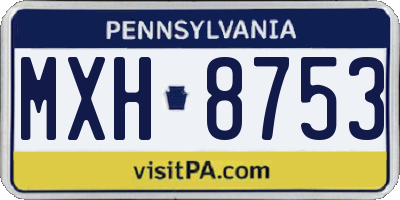 PA license plate MXH8753