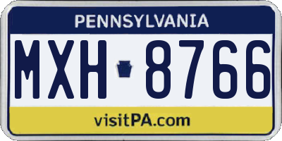 PA license plate MXH8766