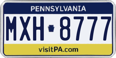 PA license plate MXH8777