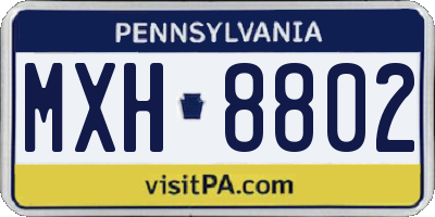 PA license plate MXH8802