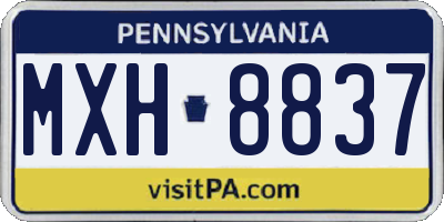 PA license plate MXH8837