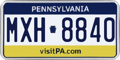 PA license plate MXH8840