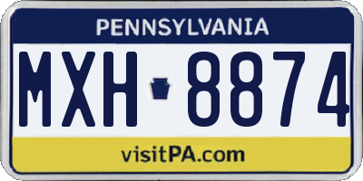PA license plate MXH8874