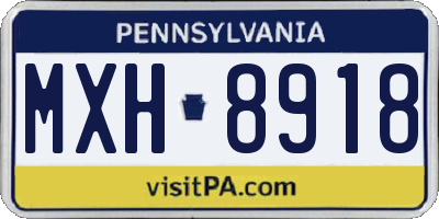 PA license plate MXH8918