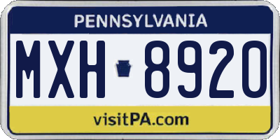 PA license plate MXH8920