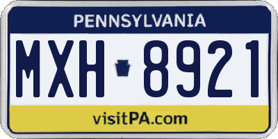 PA license plate MXH8921