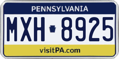 PA license plate MXH8925
