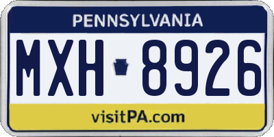 PA license plate MXH8926