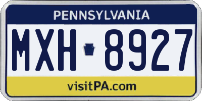 PA license plate MXH8927