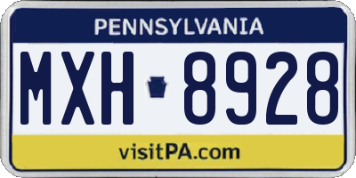 PA license plate MXH8928