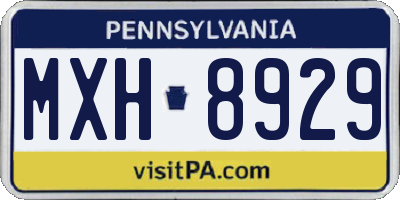 PA license plate MXH8929