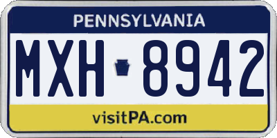 PA license plate MXH8942