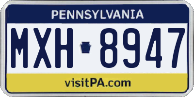 PA license plate MXH8947