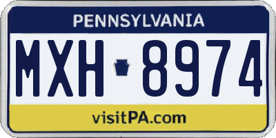 PA license plate MXH8974