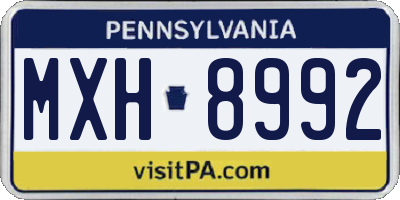 PA license plate MXH8992