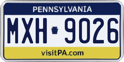 PA license plate MXH9026