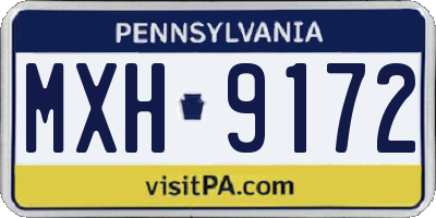 PA license plate MXH9172