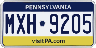 PA license plate MXH9205