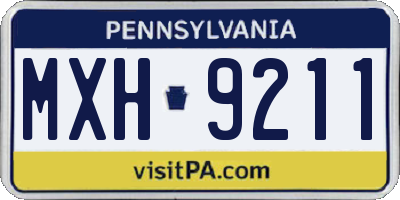 PA license plate MXH9211