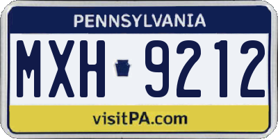 PA license plate MXH9212