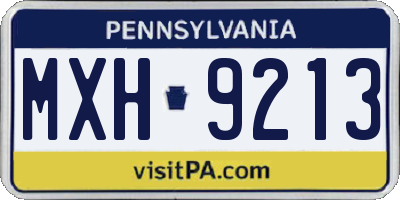 PA license plate MXH9213