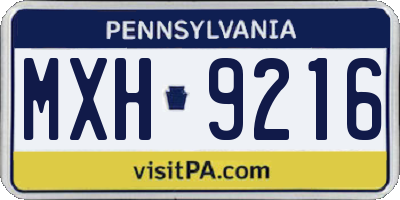 PA license plate MXH9216