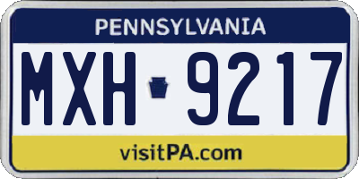PA license plate MXH9217