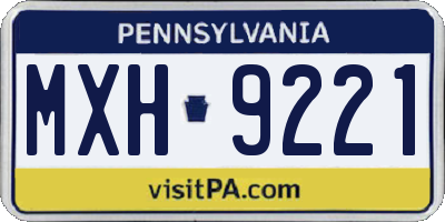 PA license plate MXH9221