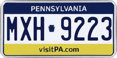 PA license plate MXH9223