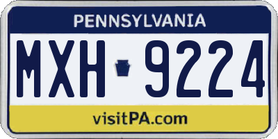 PA license plate MXH9224
