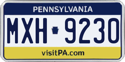 PA license plate MXH9230