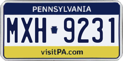PA license plate MXH9231