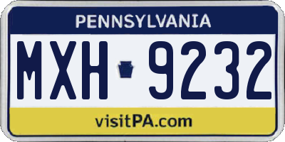 PA license plate MXH9232