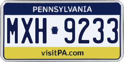 PA license plate MXH9233