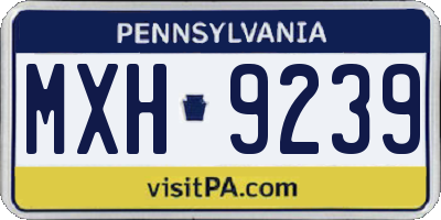 PA license plate MXH9239
