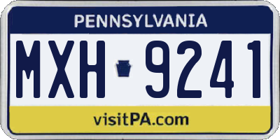 PA license plate MXH9241