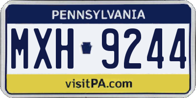PA license plate MXH9244