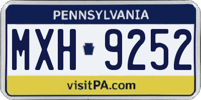 PA license plate MXH9252