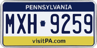 PA license plate MXH9259