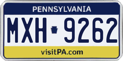 PA license plate MXH9262