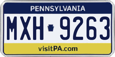 PA license plate MXH9263