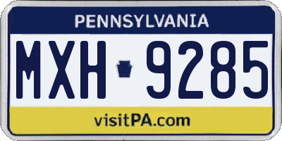 PA license plate MXH9285