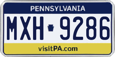 PA license plate MXH9286