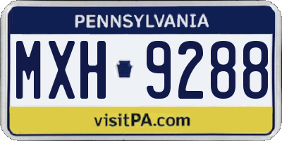PA license plate MXH9288