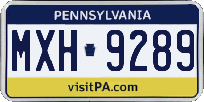 PA license plate MXH9289