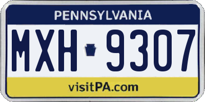 PA license plate MXH9307