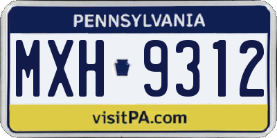 PA license plate MXH9312